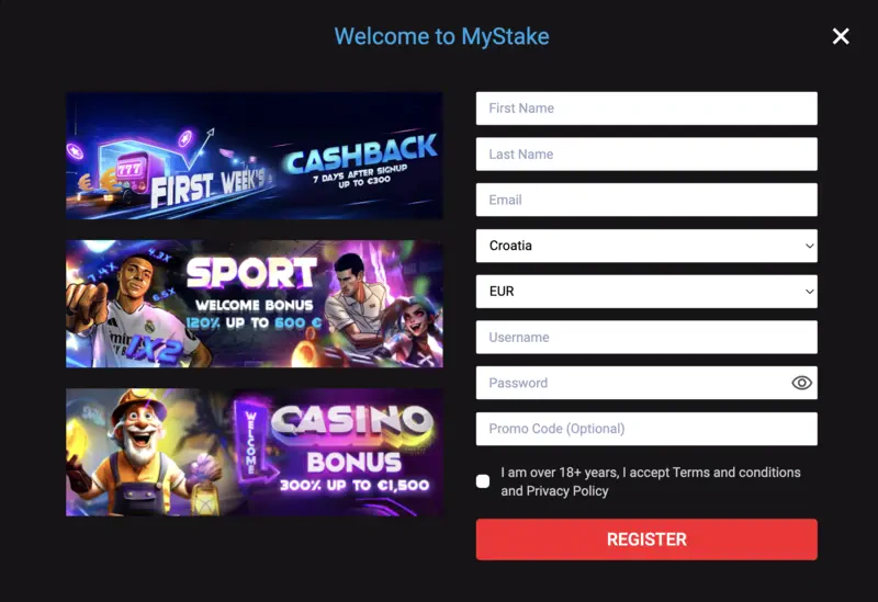 registracija Mystake